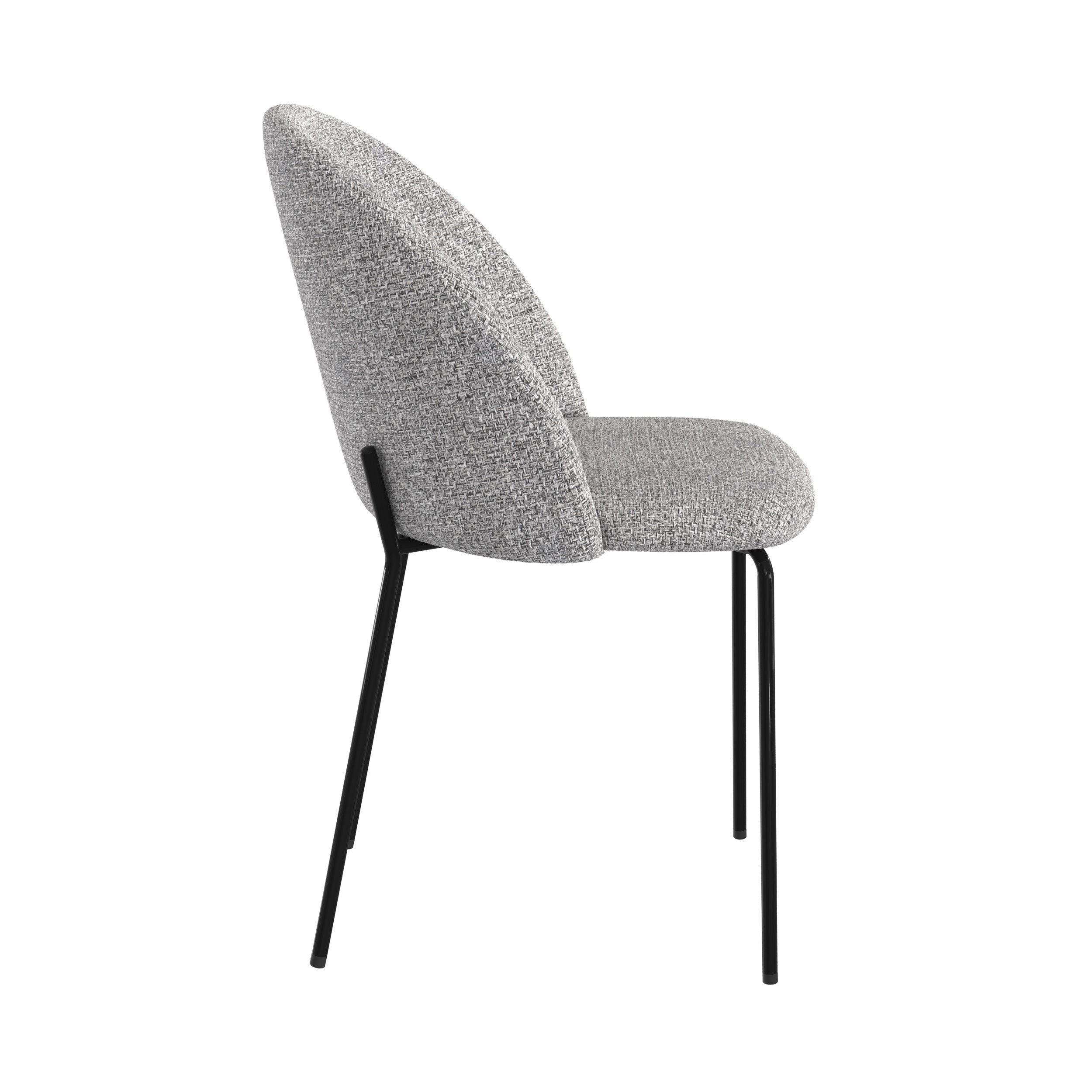karl lot de 2 chaises tissu gris chine clair pieds noirs