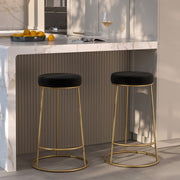 kendal tabouret de bar noir pieds dores lot de 2