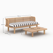 Gartenmöbel Kilda 2-Sitzer aus gestreiftem grauem Stoff, Sofa