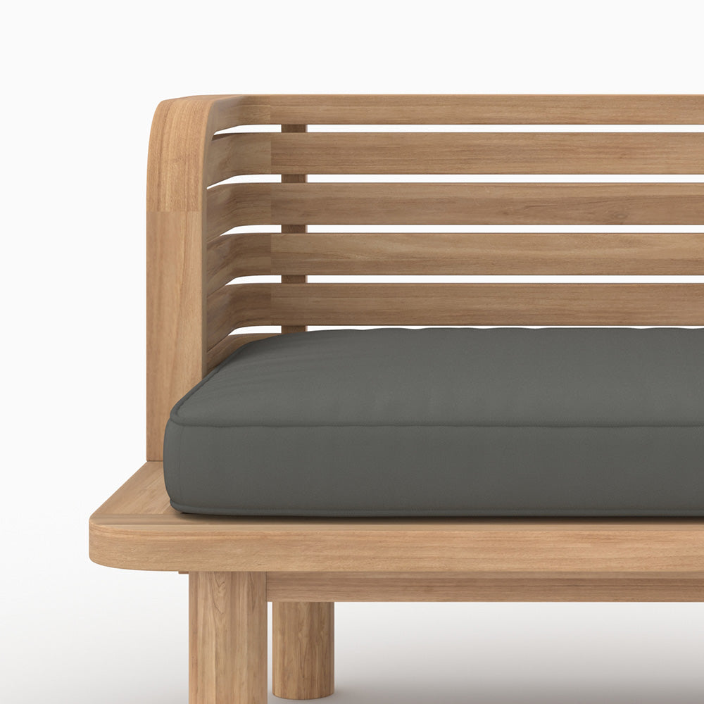 Fauteuil de jardin Kilda en teck massif et coussin gris