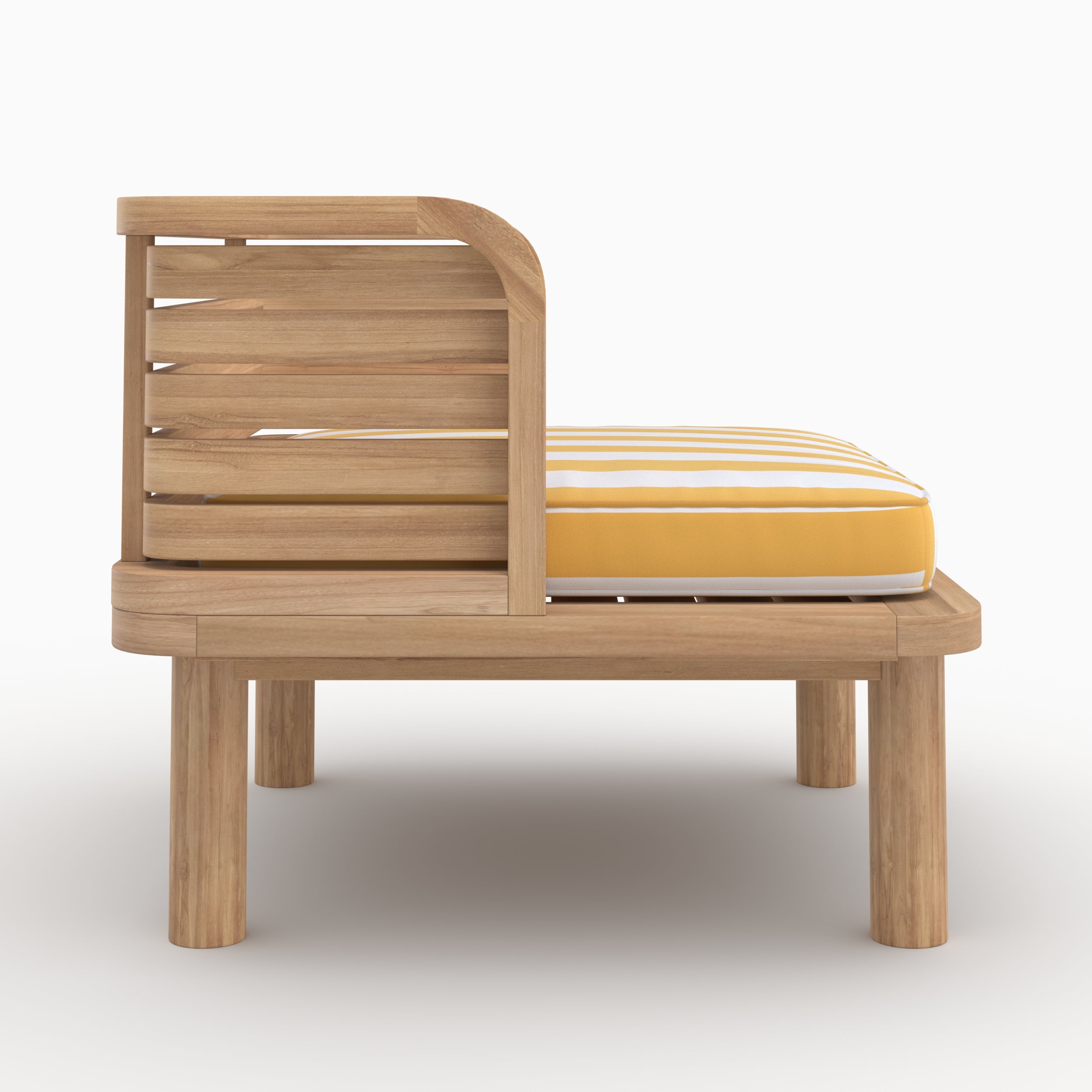 Fauteuil de jardin Kilda en teck massif et coussin rayé jaune