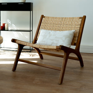 kilka fauteuil chevron bois de teck tressage rotin