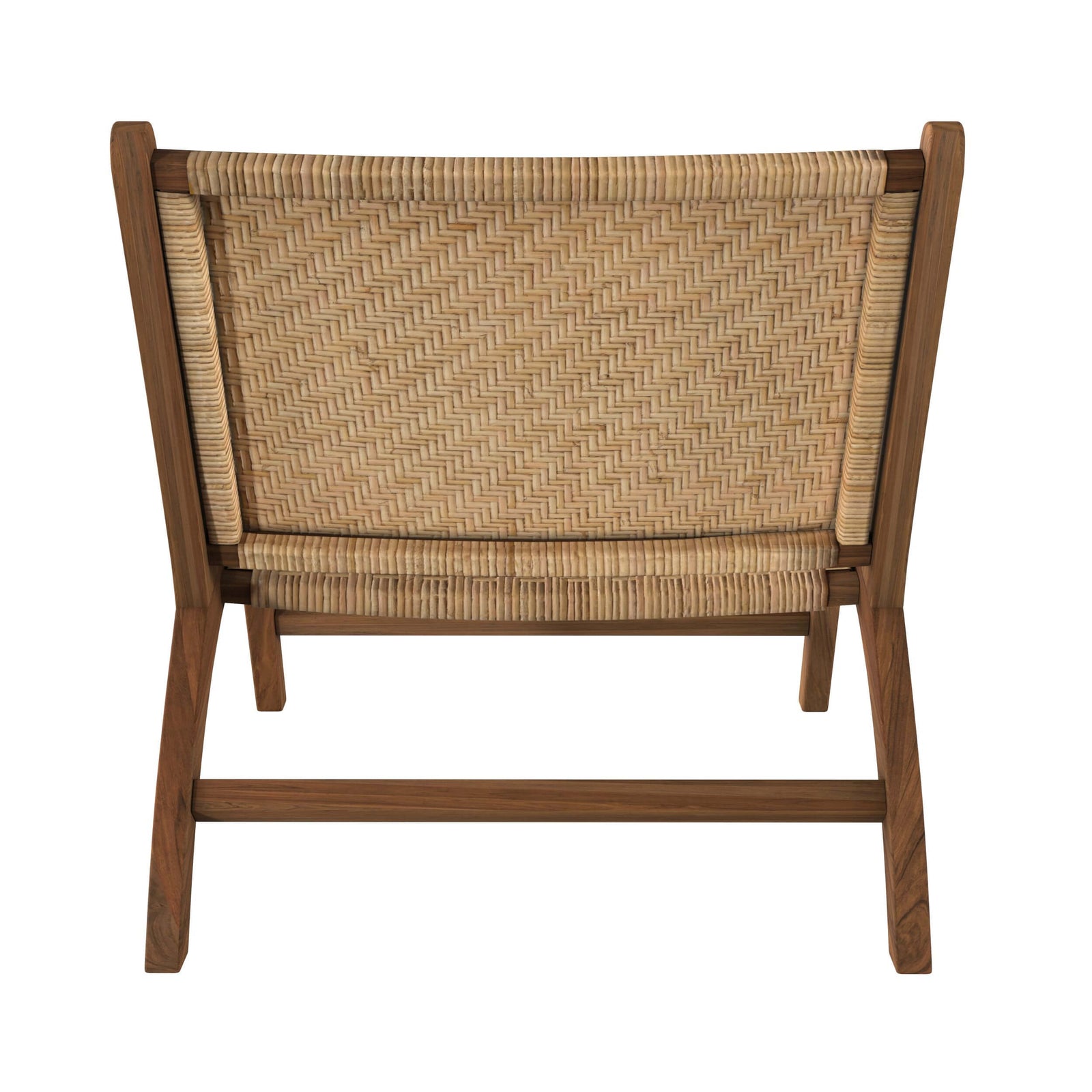 kilka fauteuil en bois de teck et tressage chevron en rotin