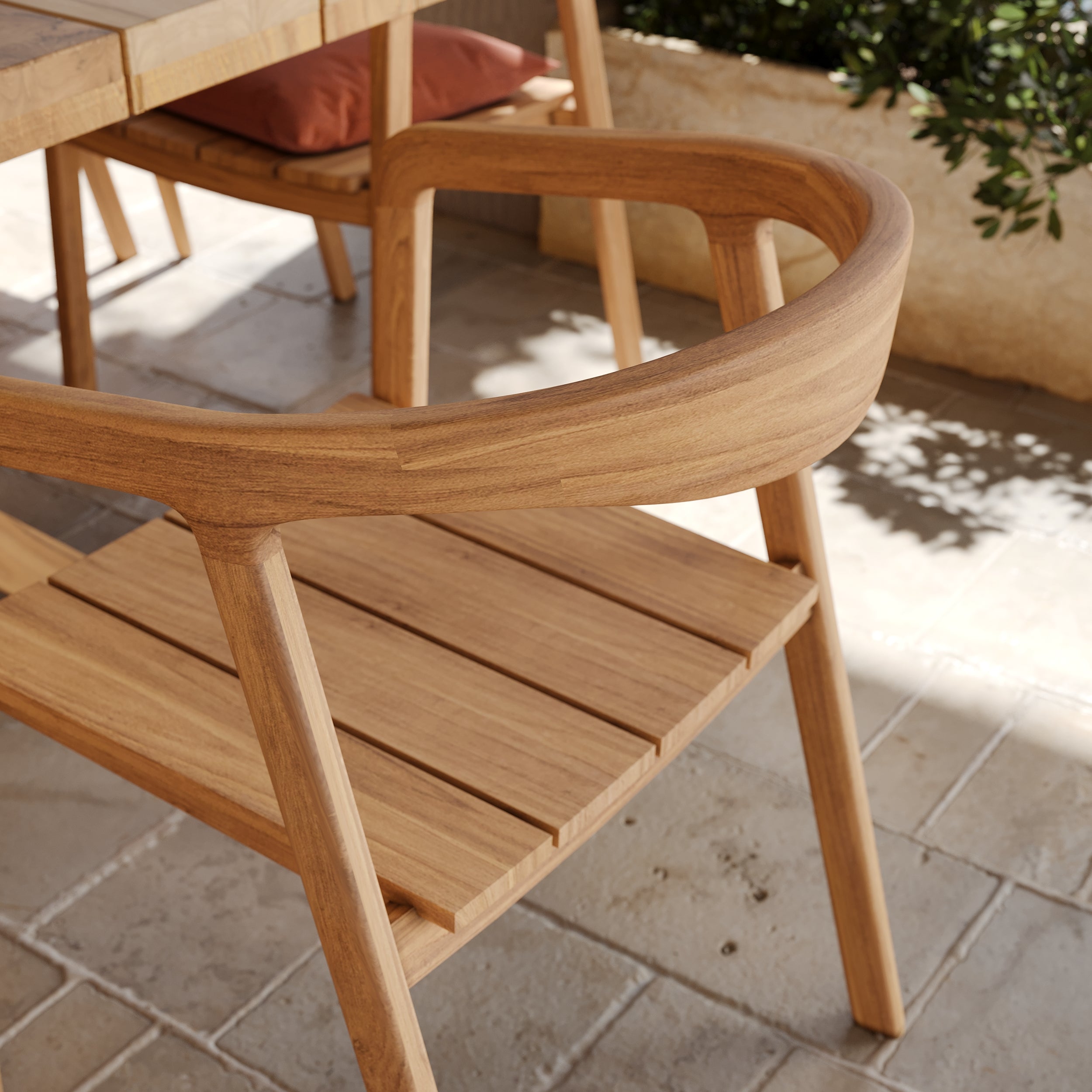 kora chaise de jardin en bois de teck massif zoom matiere
