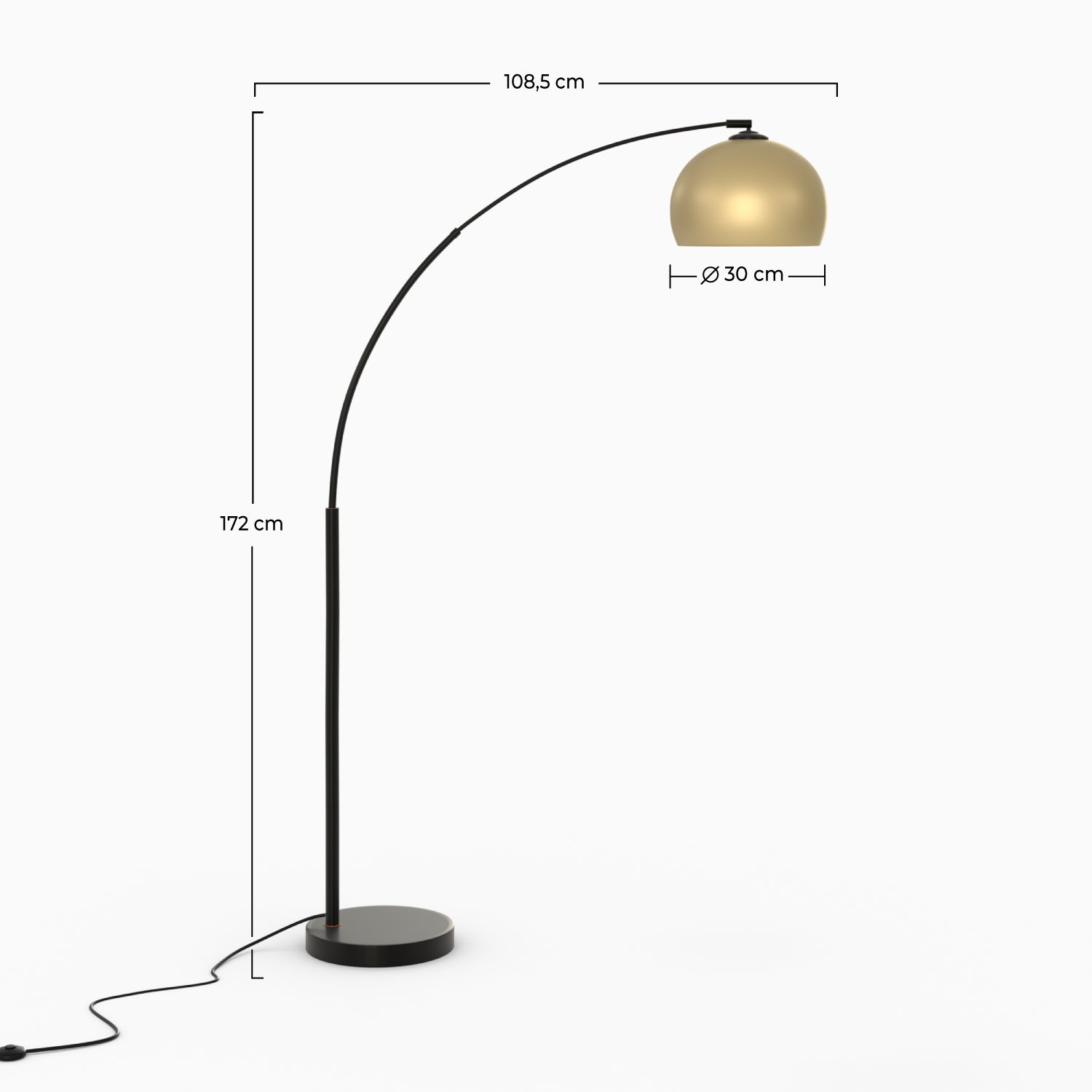 lampadaire arc dinard dore et noir