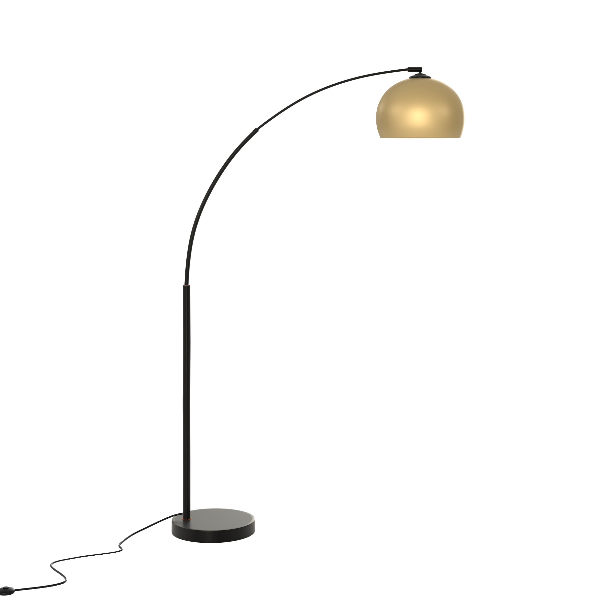 lampadaire dinard en metal dore arc fond blanc
