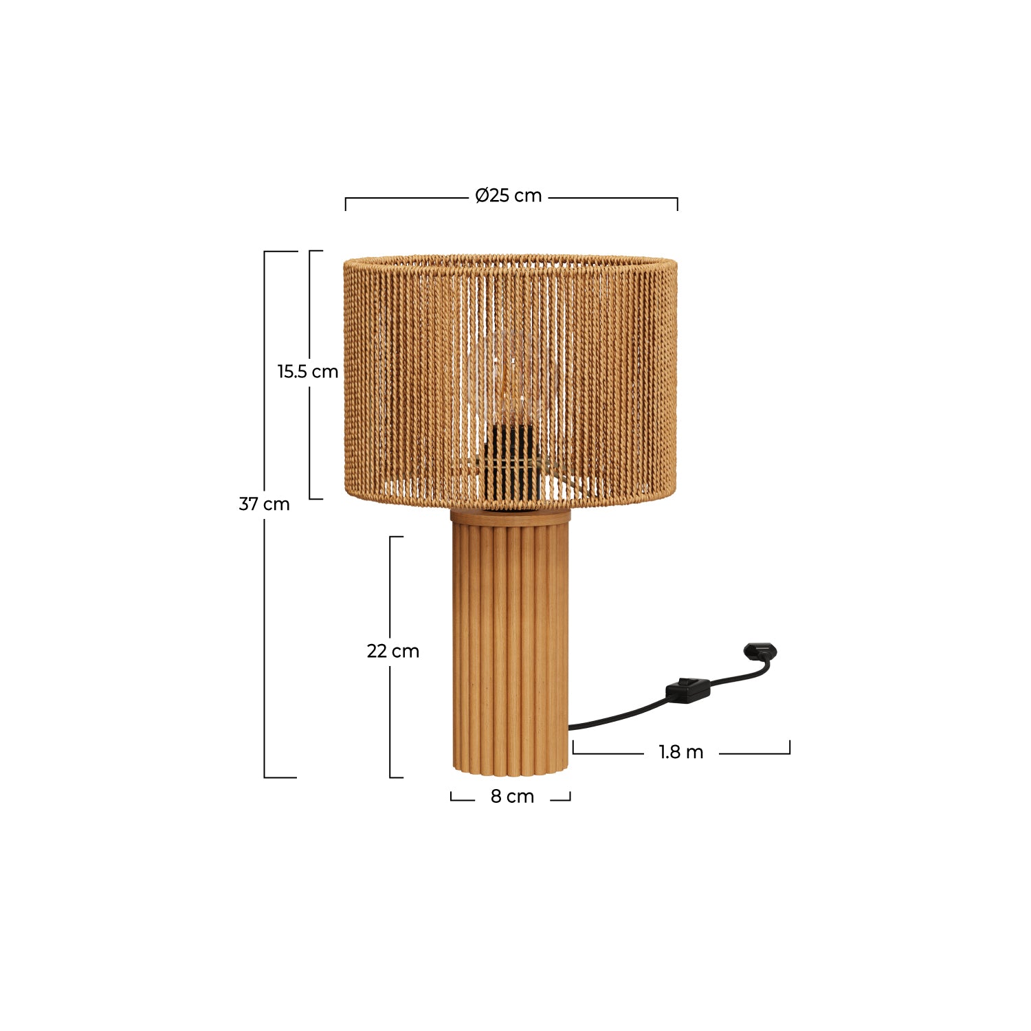 lampe a poser mira corde bois