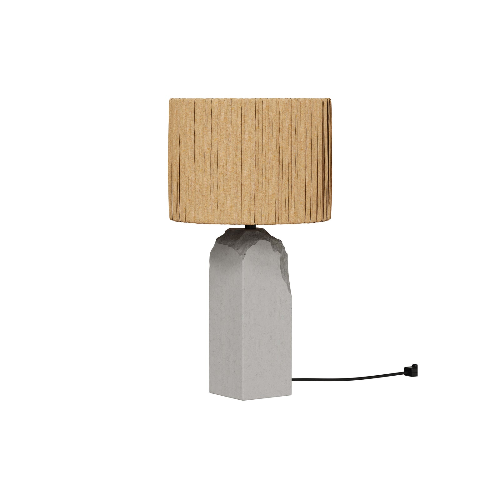 lampe a poser mya en raphia et socle en beton