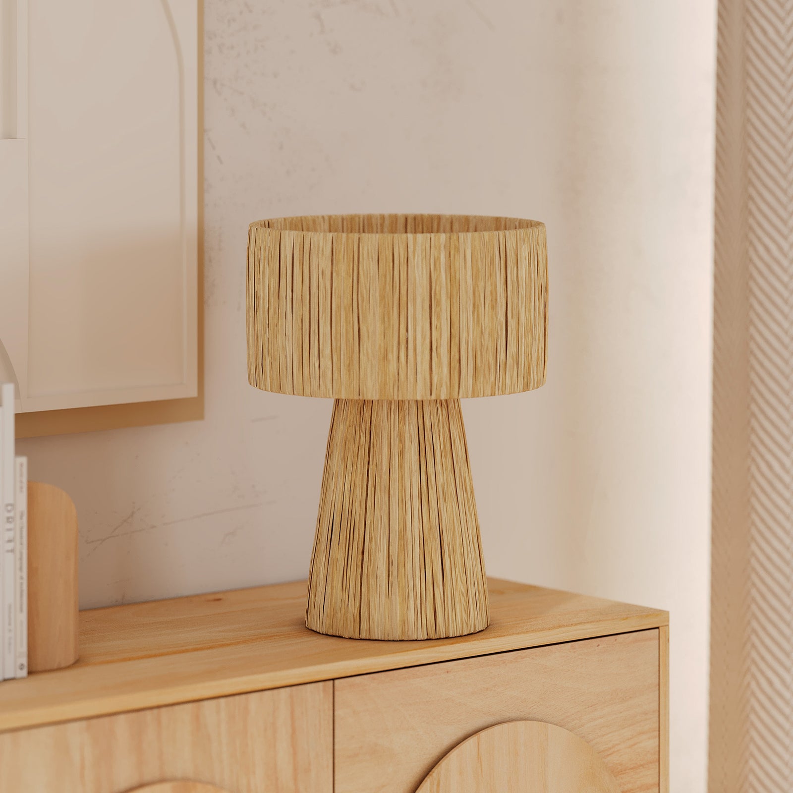 lampe a_poser_design_elegante_naturelle_fait_main_solea feuille palmier beige