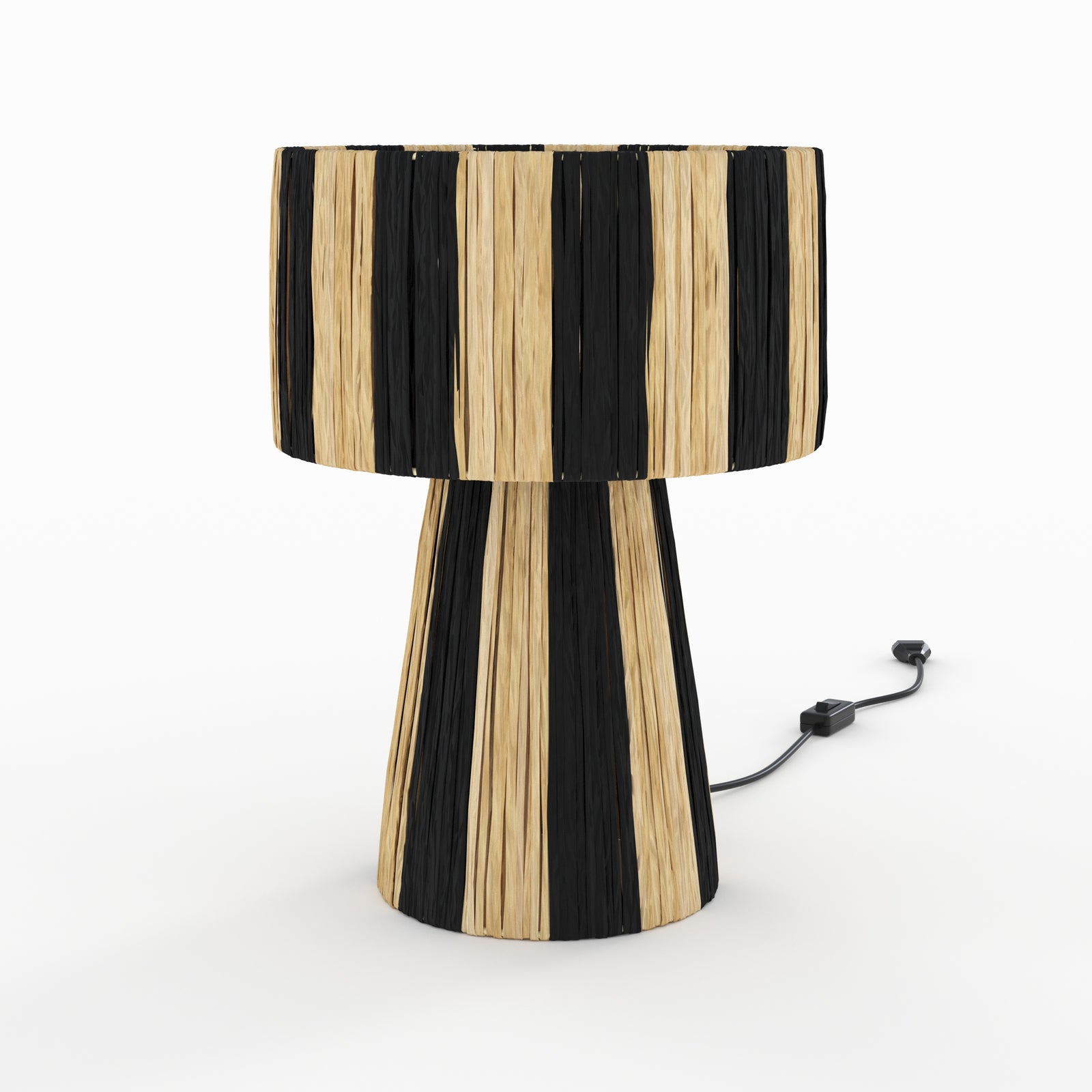 lampe boheme solea rayee noire en feuille de palmier