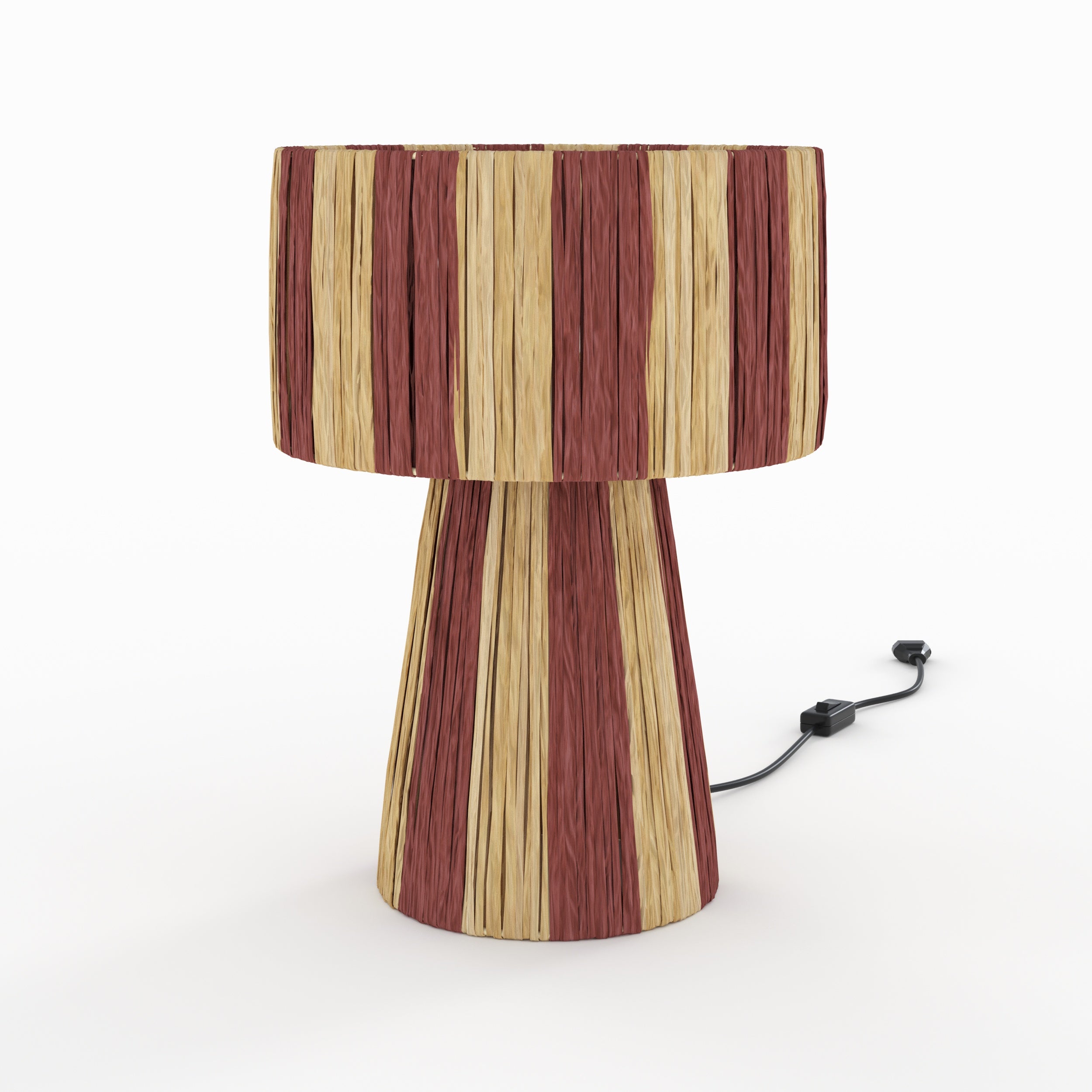 lampe boheme solea rayee terracotta en palmier bordeaux