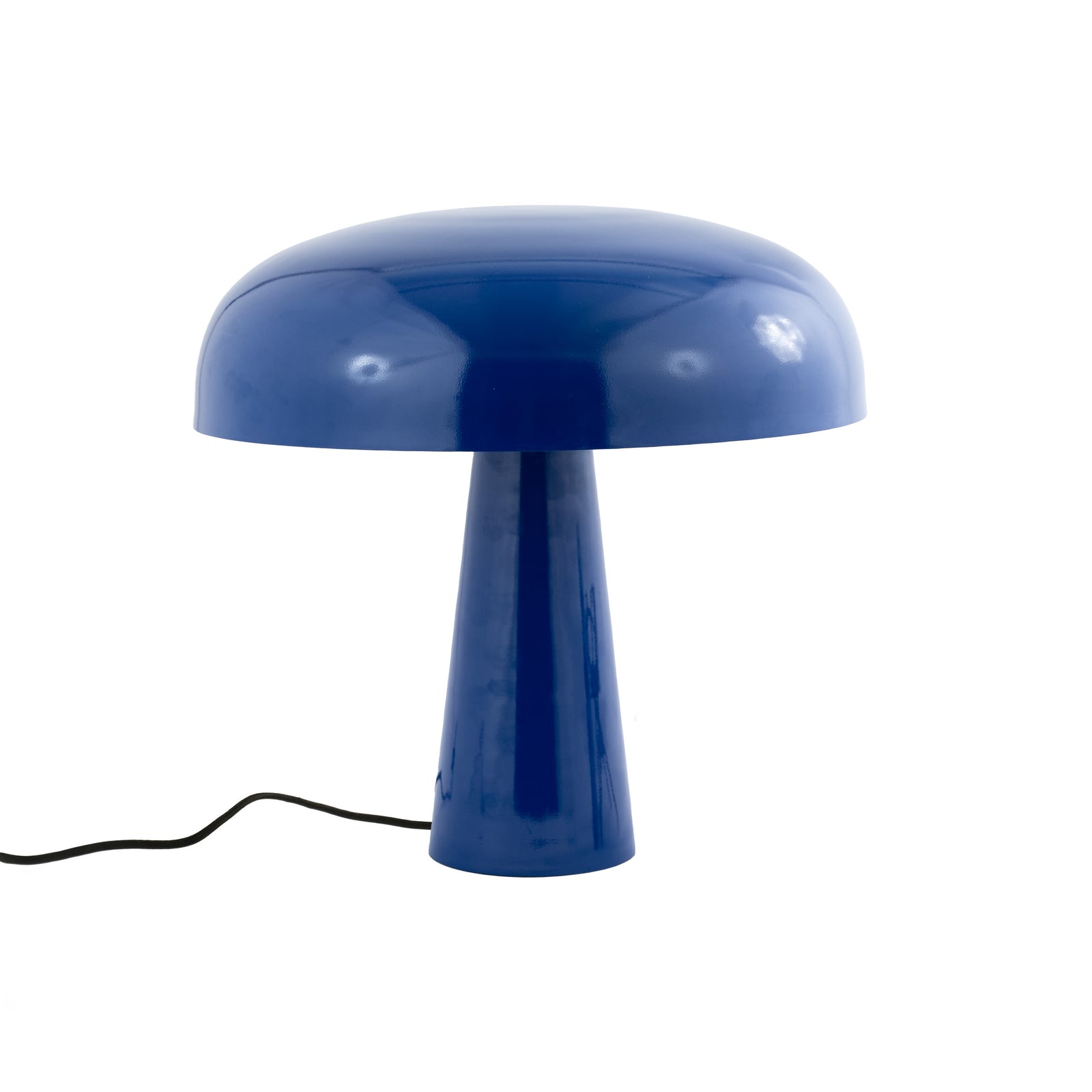 lampe champignon en metal bleue fonce fond blanc