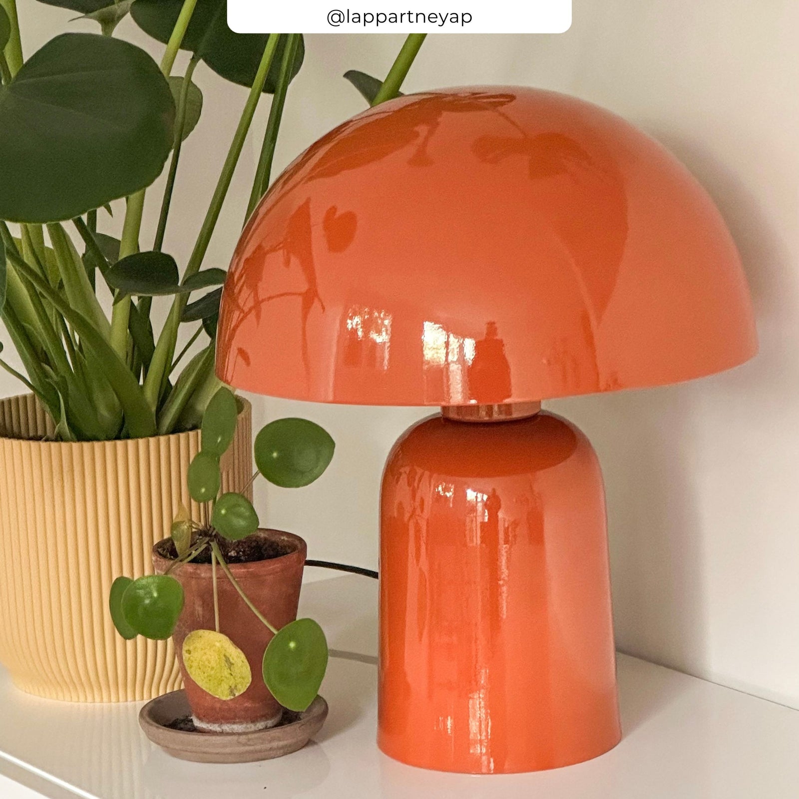 lampe clara orange glossy champignon metal