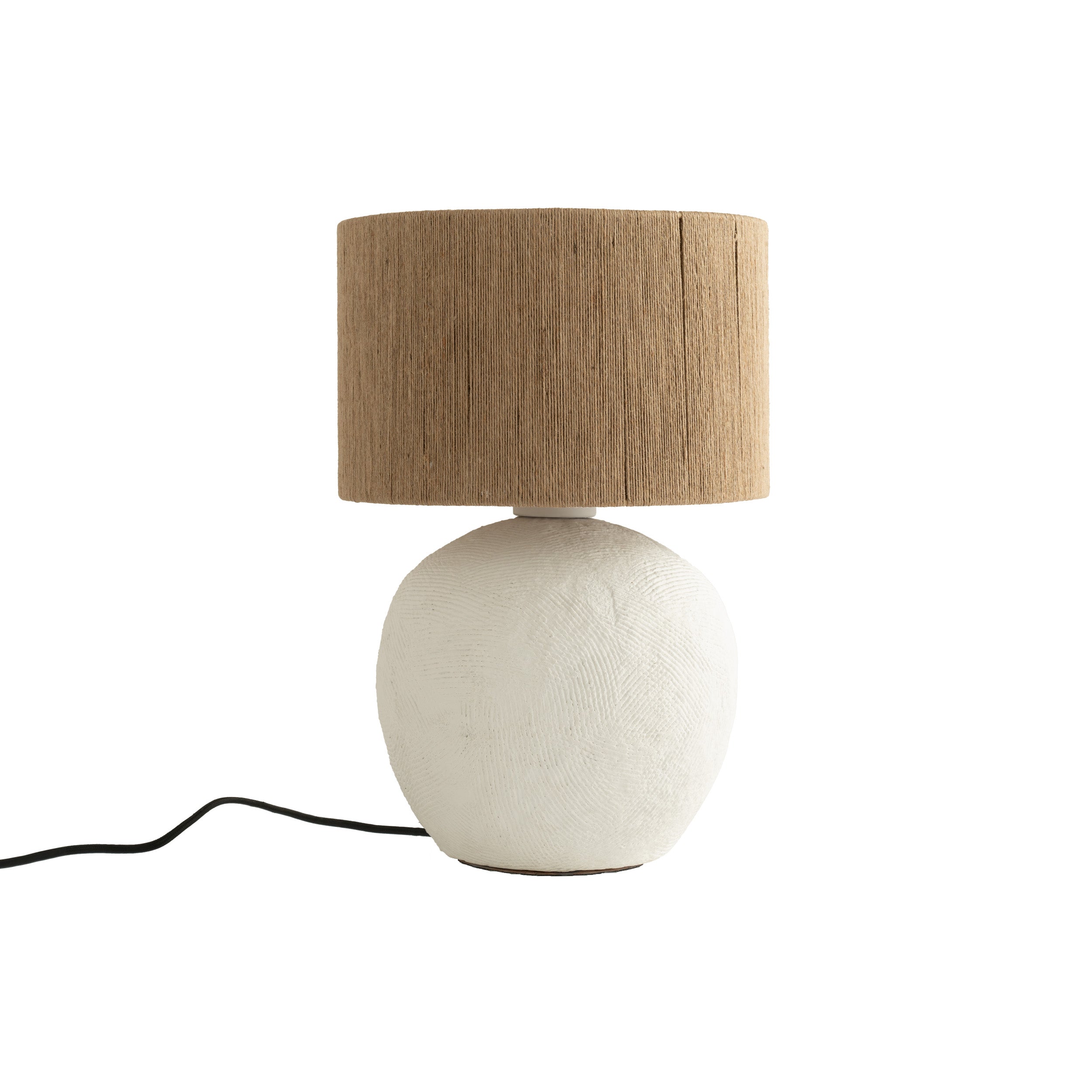 lampe en papier mache blanc et jute nina fond blanc