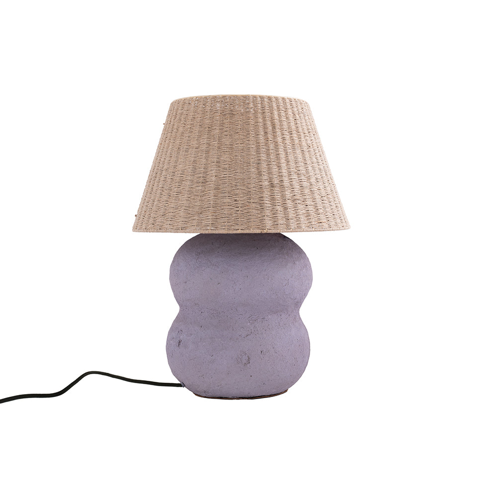 lampe en papier mauve et jute nina fond blanc
