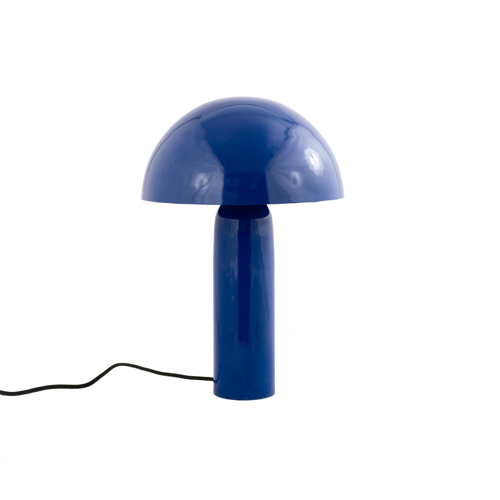 lampe enais en metal bleu fond blanc