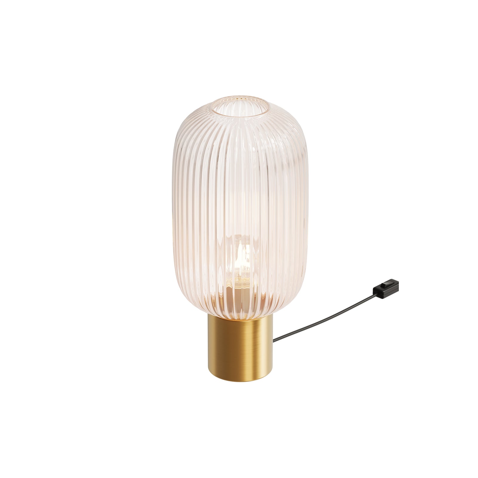 lampe lou en verre cannele socle dore
