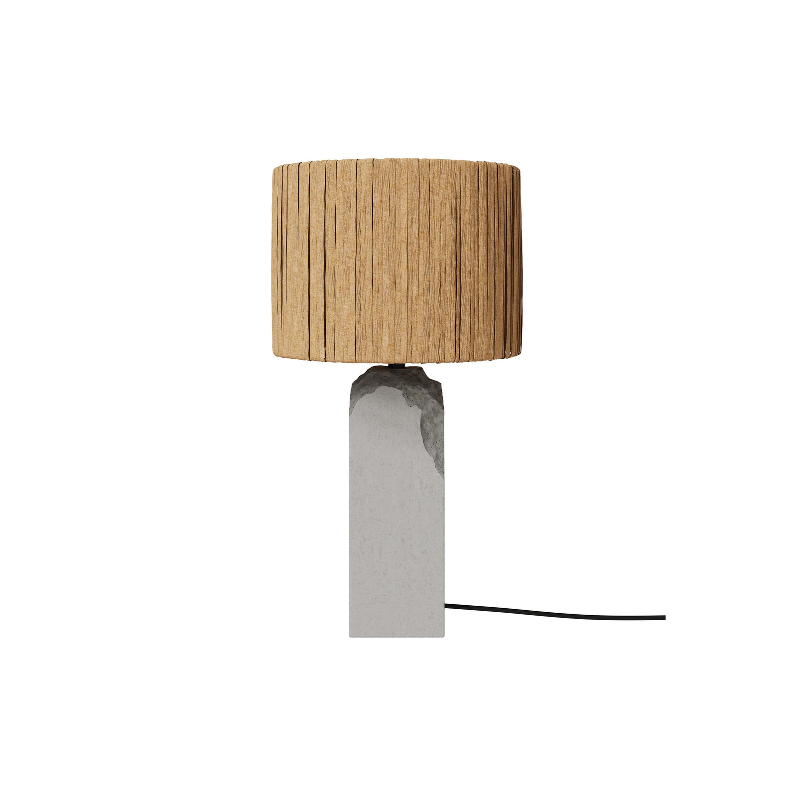 lampe mya a poser en raphia et socle beton