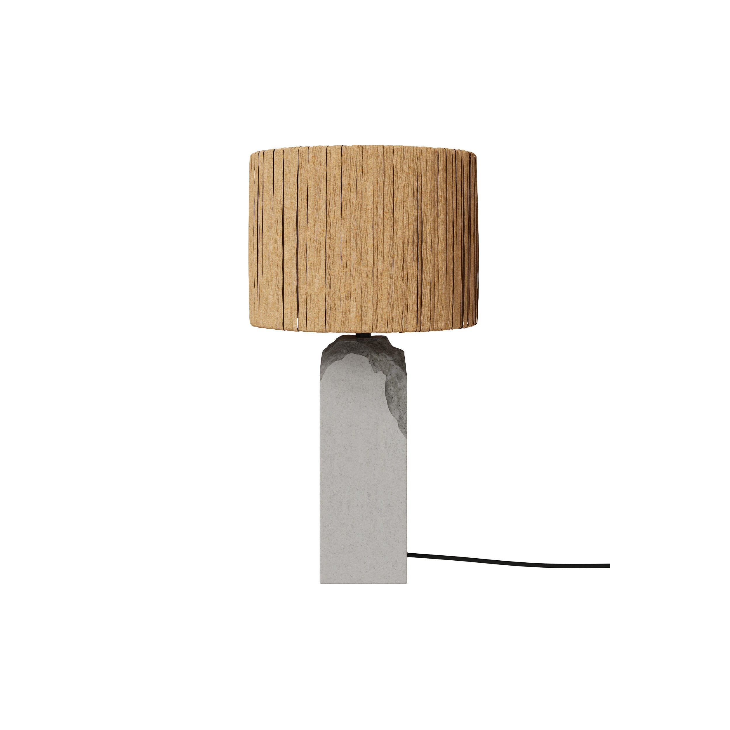 lampe mya a poser en raphia et socle beton