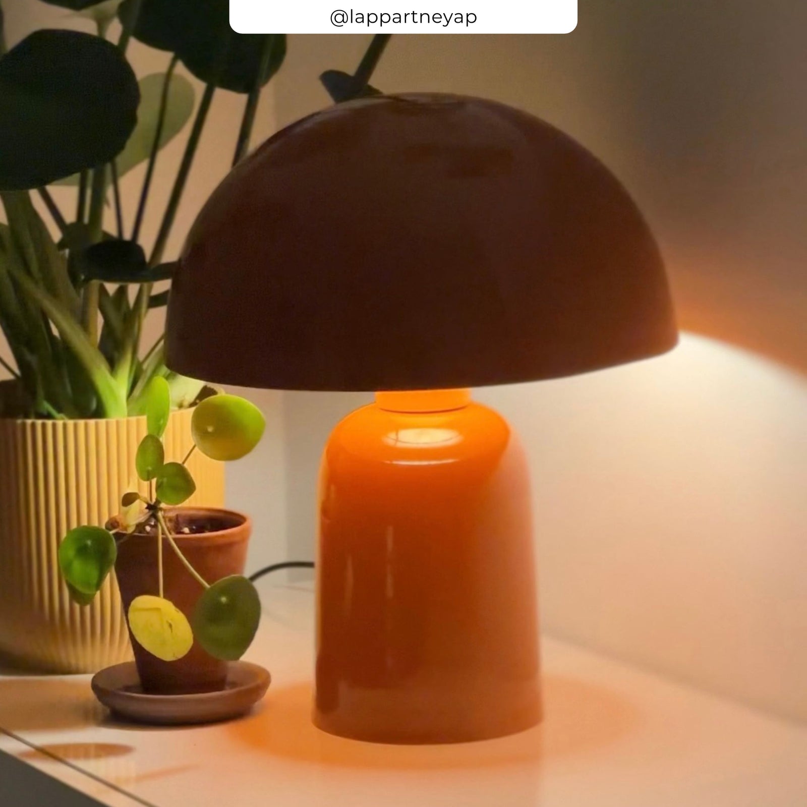 lampe orange glossy champignon clara metal
