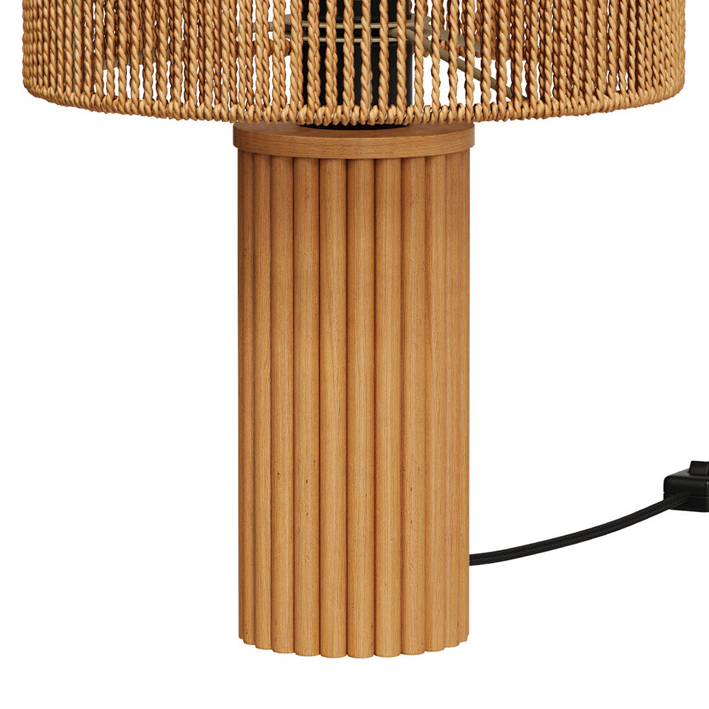 lampe papier de corde mira socle bois