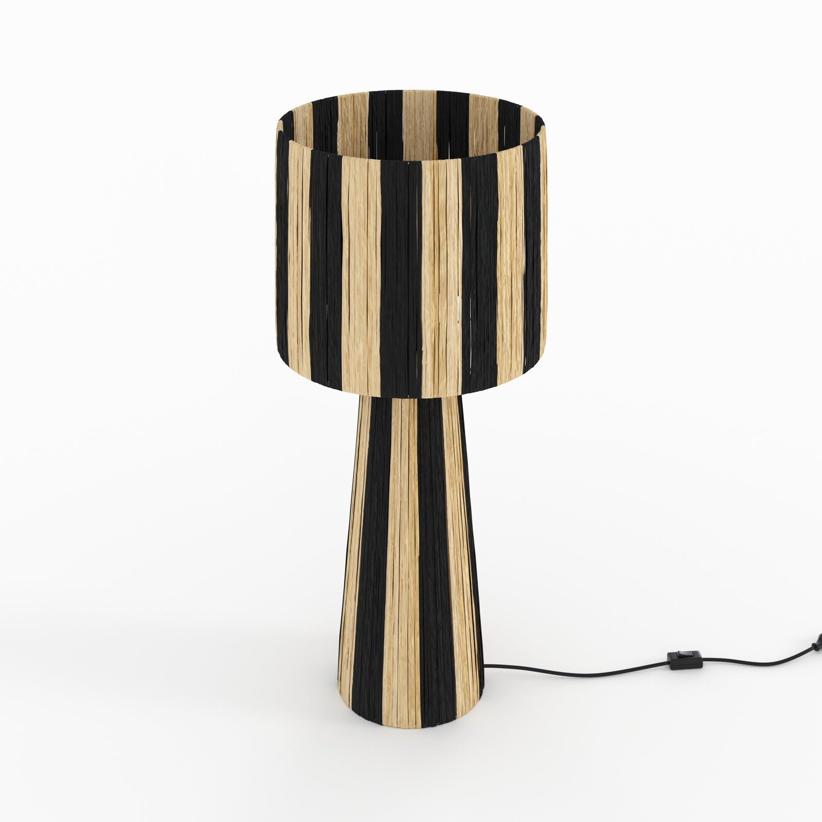 lampe rayee noire boheme grande solea palmier naturel