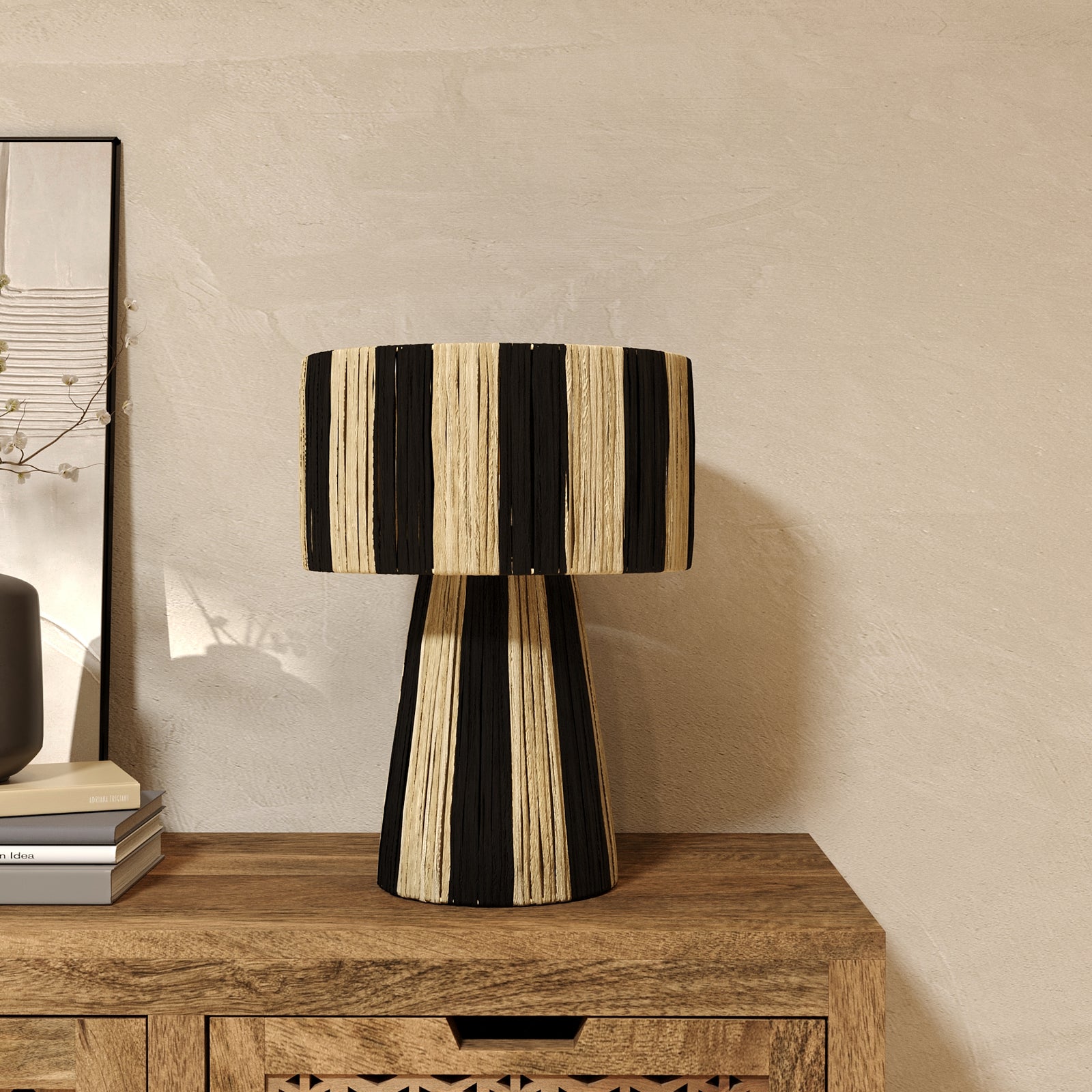 lampe rayee noire et beige style marrackech solea rdv deco