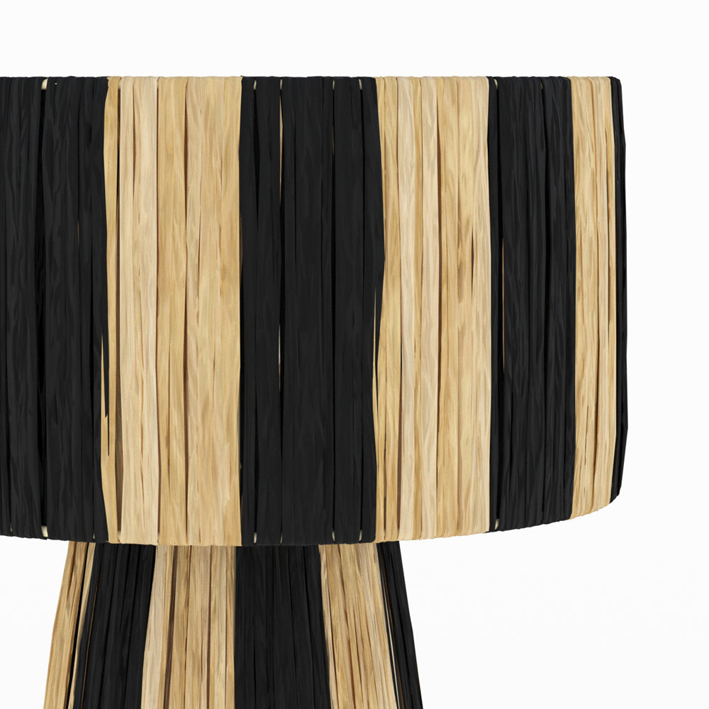 lampe rayee noire solea en feuille de palmier