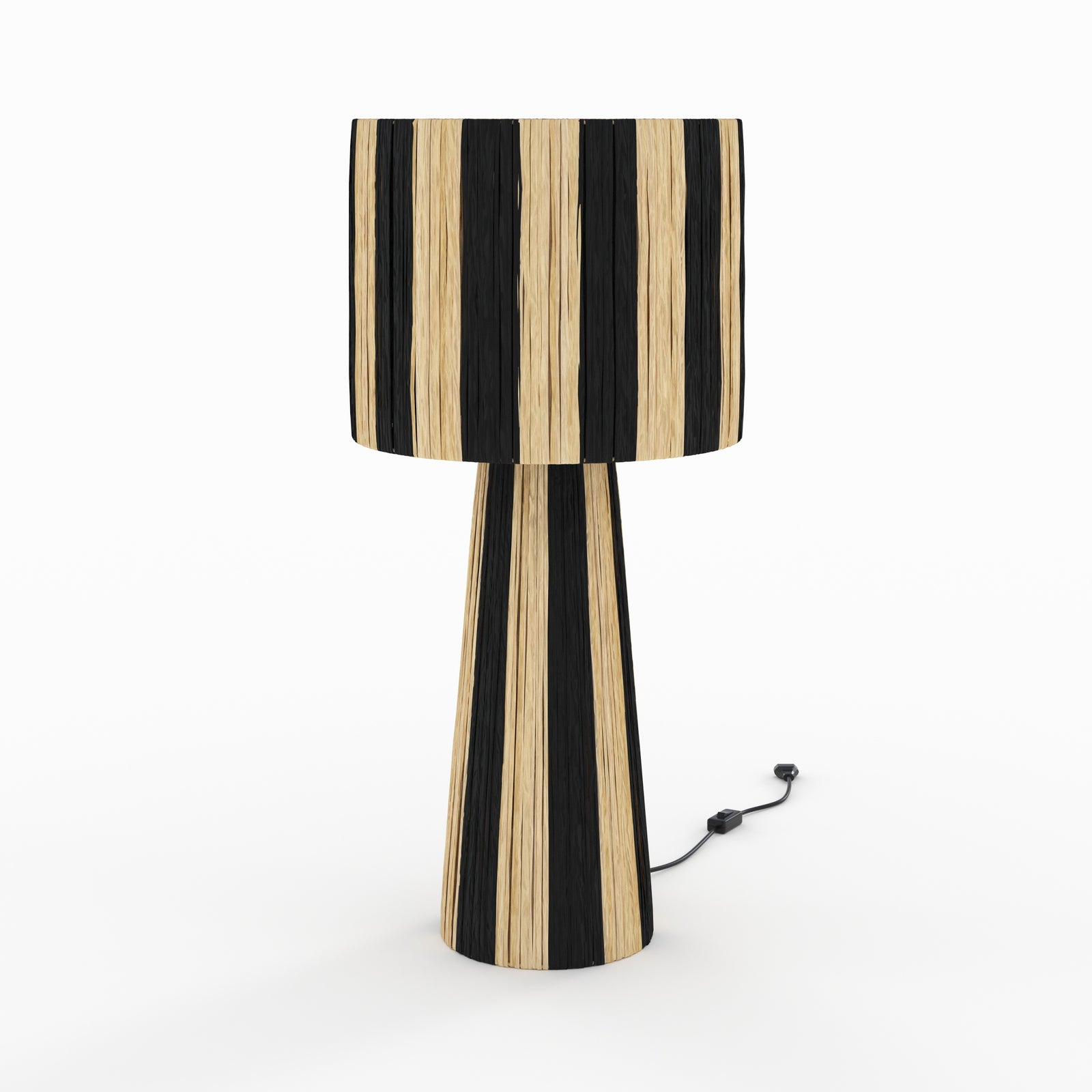 lampe solea grand modele rayee noire en feuille palmier