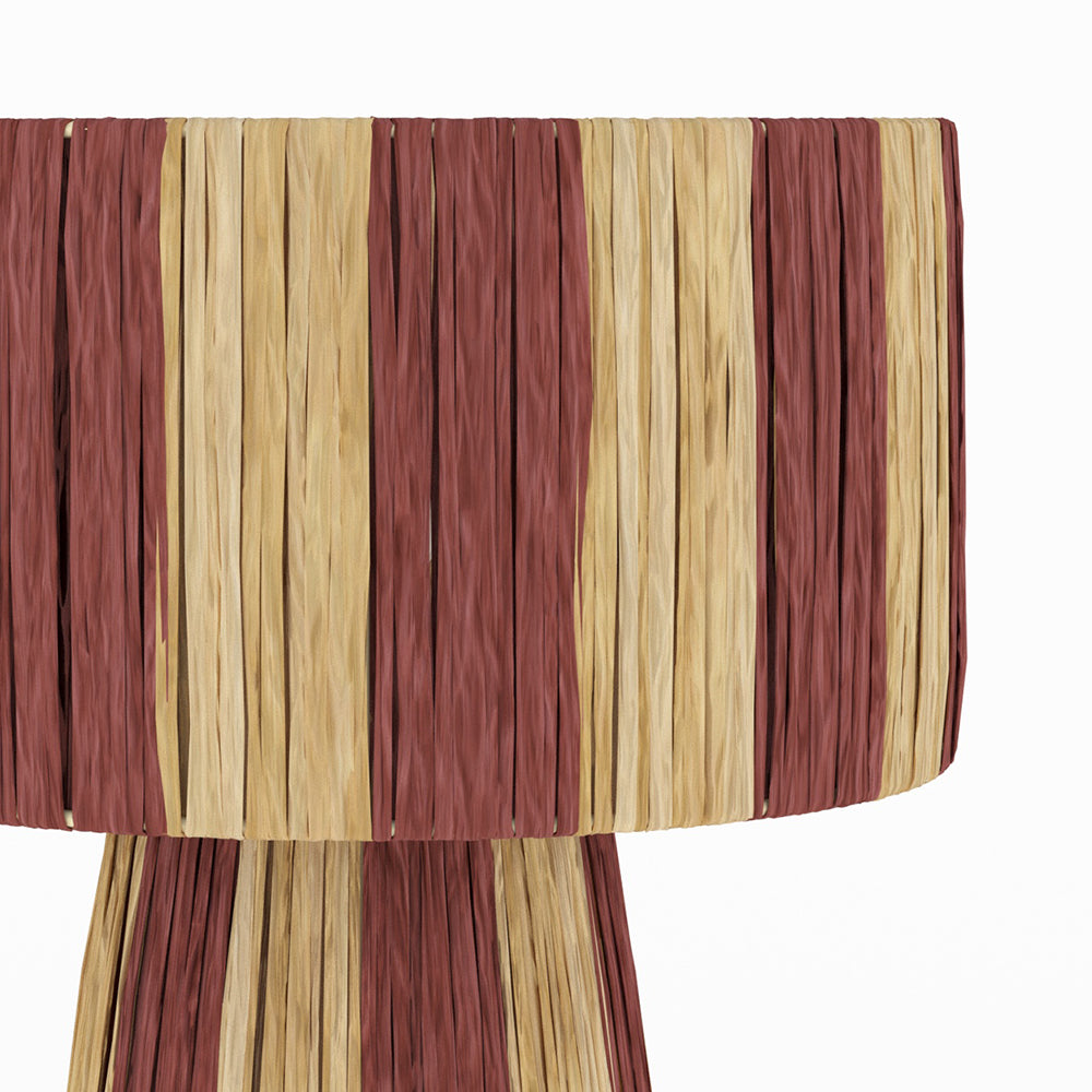 lampe solea rayee orange en feuille de palmier fil noir