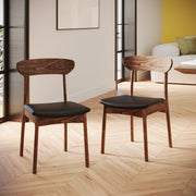 lana chaise en cuir synthetique noir bois fonce lot de 2 focus