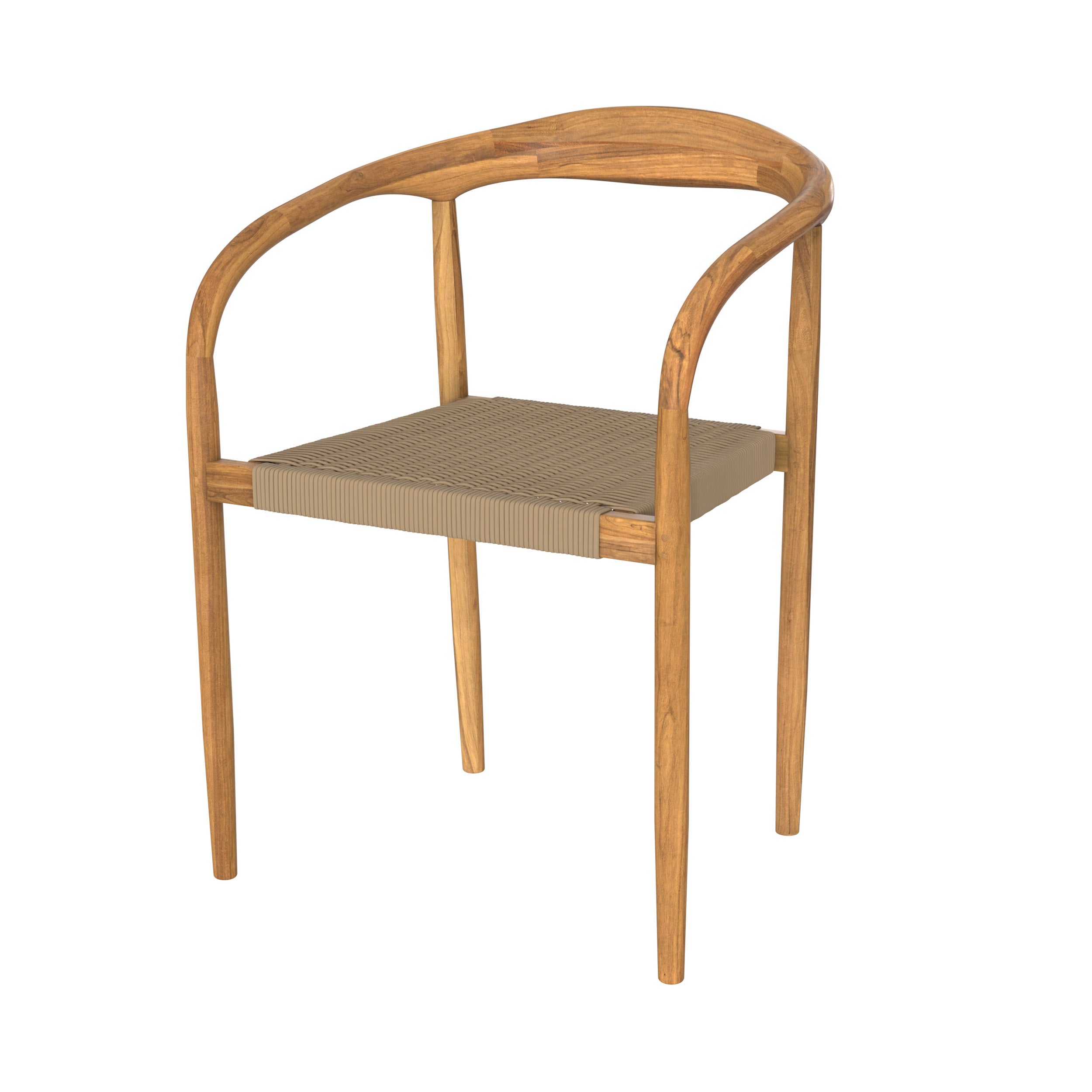 lanza chaise de jardin en corde tressee grise et bois de teck