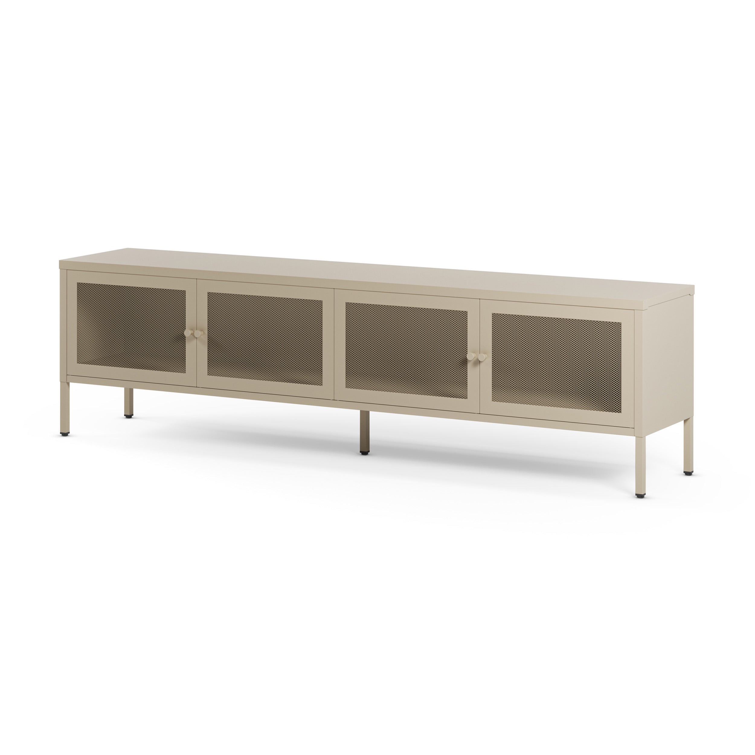 Meuble TV Latem en métal beige 4 portes, 160 cm