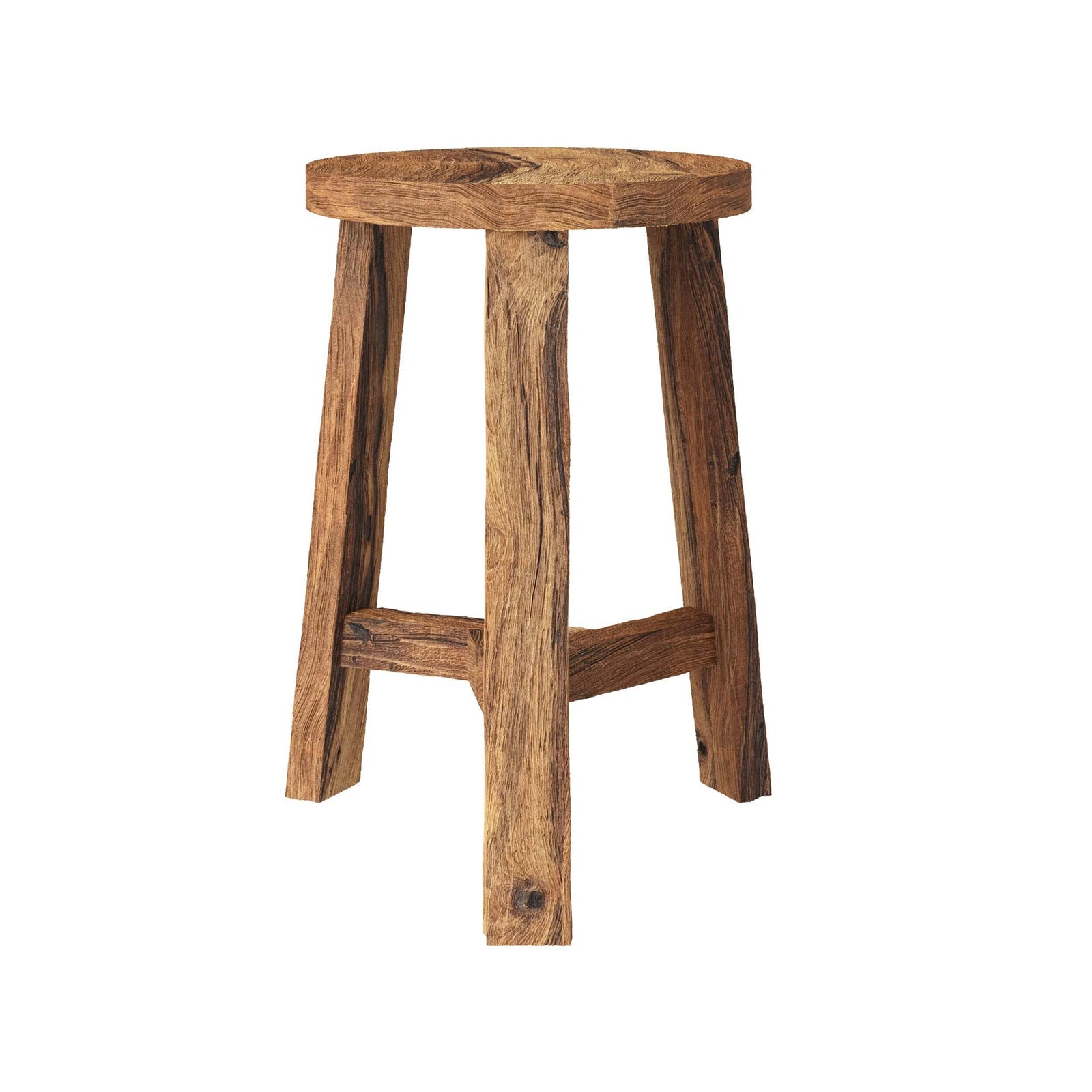 lea tabouret rond en bois de teck recycle h 45 cm