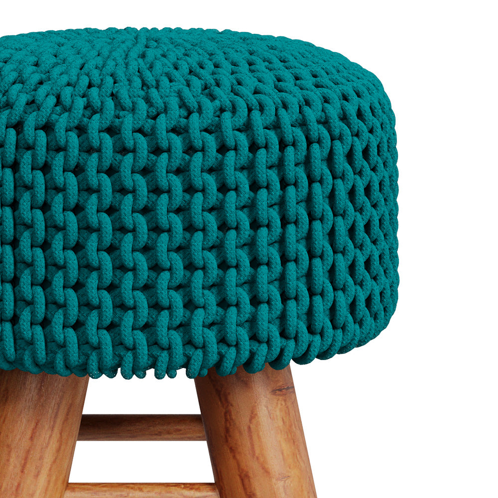 lisa tabouret pieds bois coton bleu