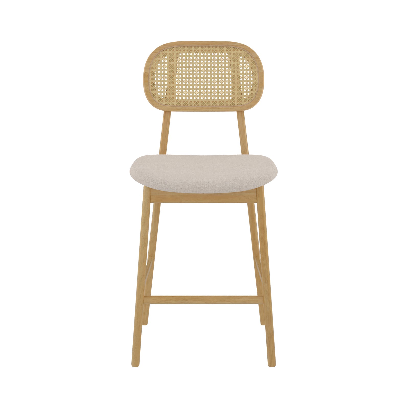 lison chaise de bar mi hauteur en tissu beige et bois 60 cm lot de 2