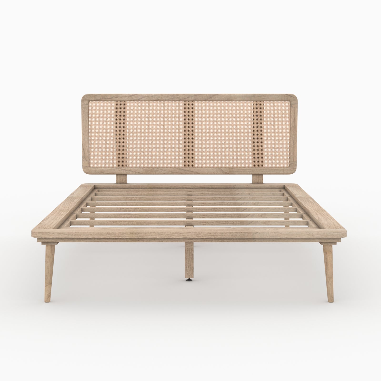 lit double 140 x 190 cm adik bois de mindi cannage