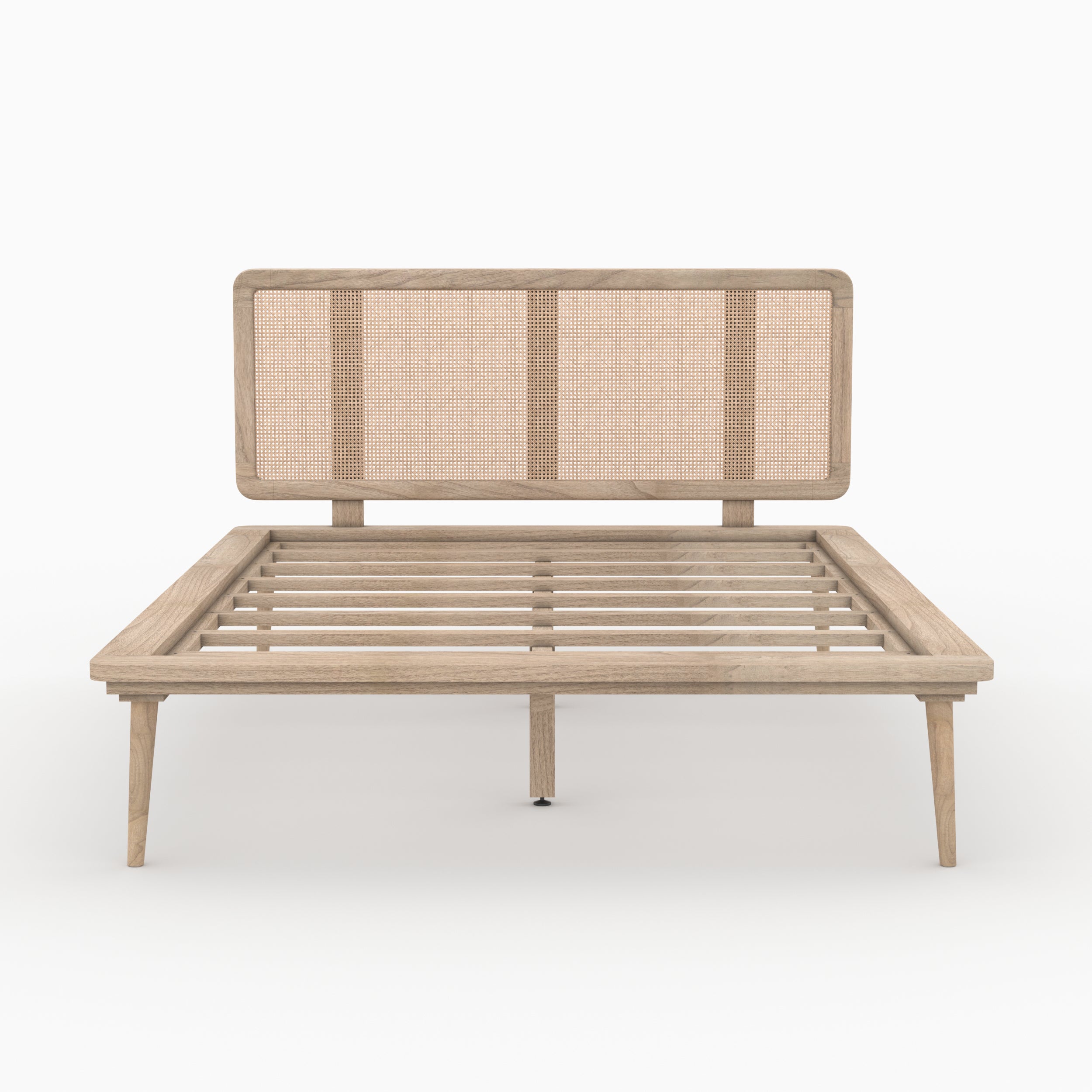 lit double 140 x 190 cm adik bois de mindi cannage