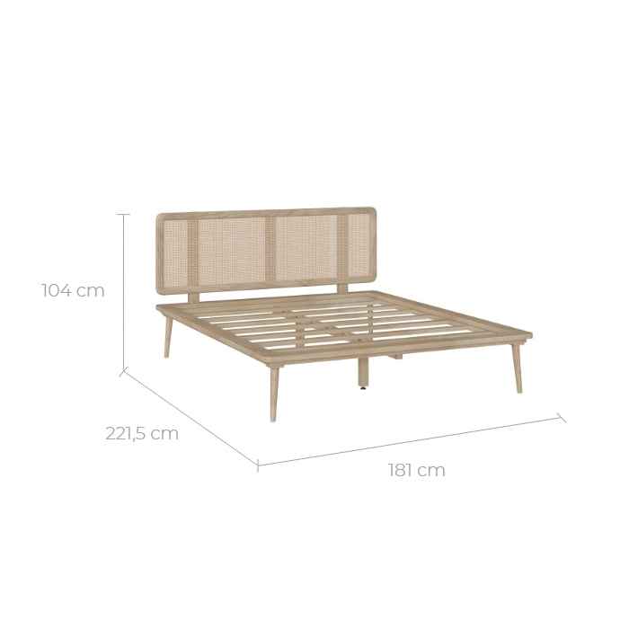 lit double adik 160 200 cm en_bois et_cannage