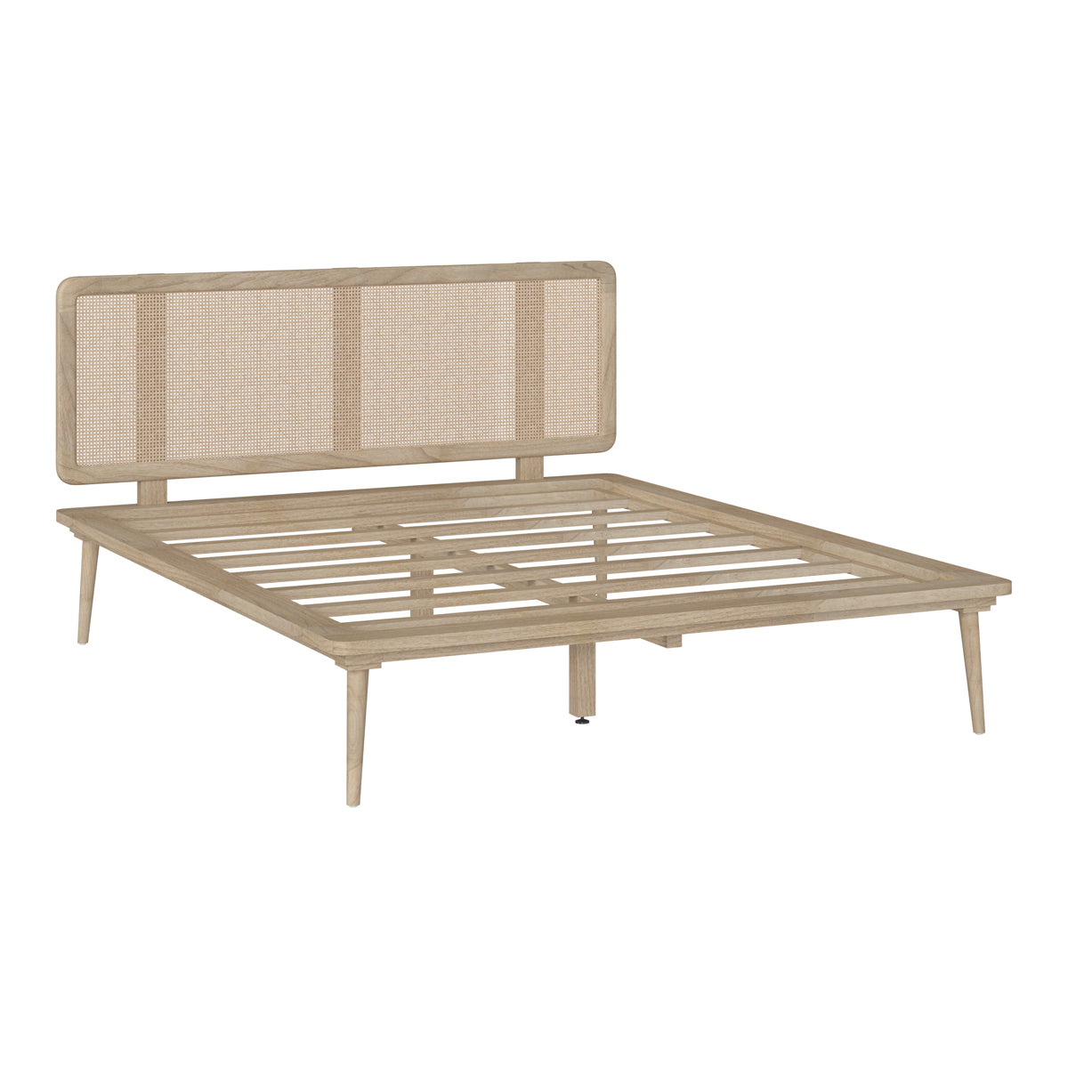 lit double adik en bois de cannage 160 200 cm