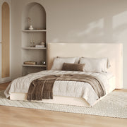 Lit coffre 160x200 cm Safia en tissu blanc déhoussable