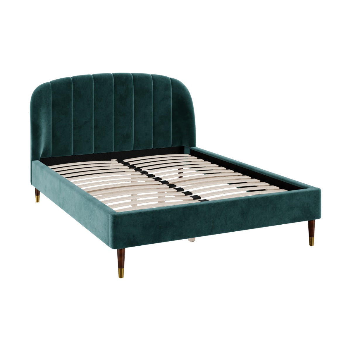 lit double gala 140x190 cm en velours vert
