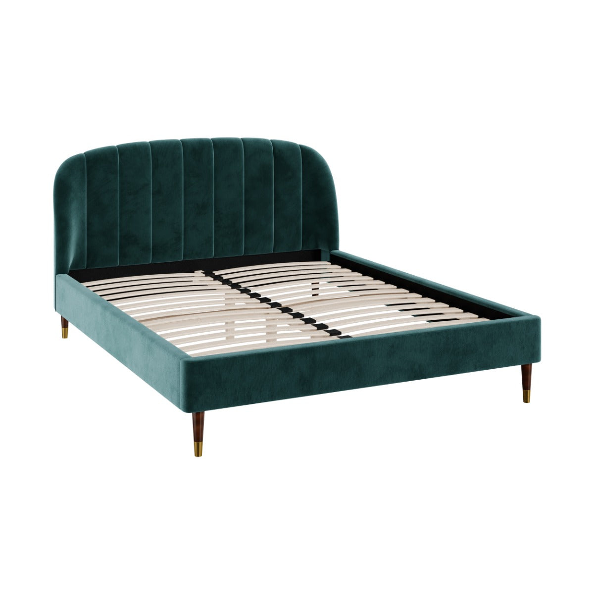 lit double gala 160x200 cm en velours vert