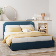lit double tilly avec coffre 160 x 200 cm en tissu bleu