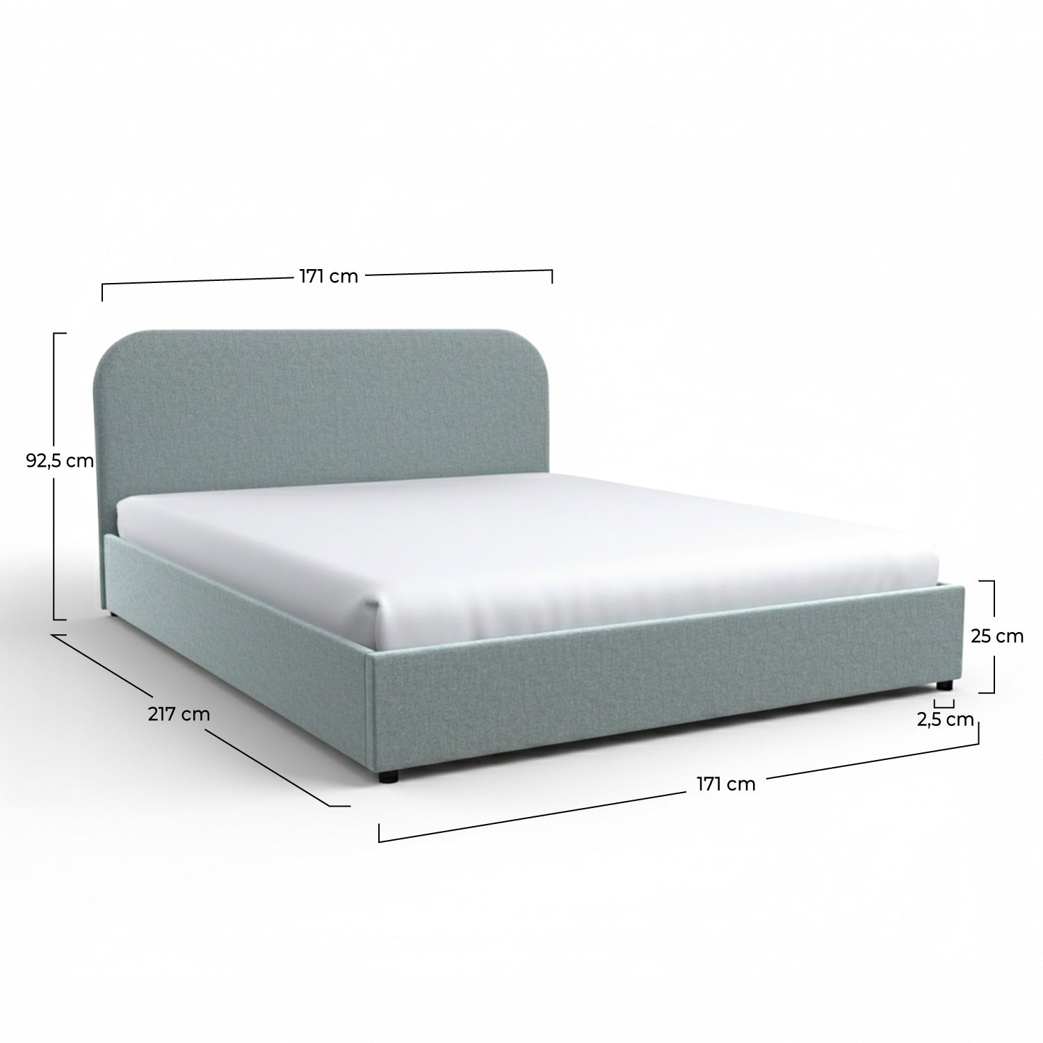 Lit double Tilly avec coffre 160x200 cm en tissu gris