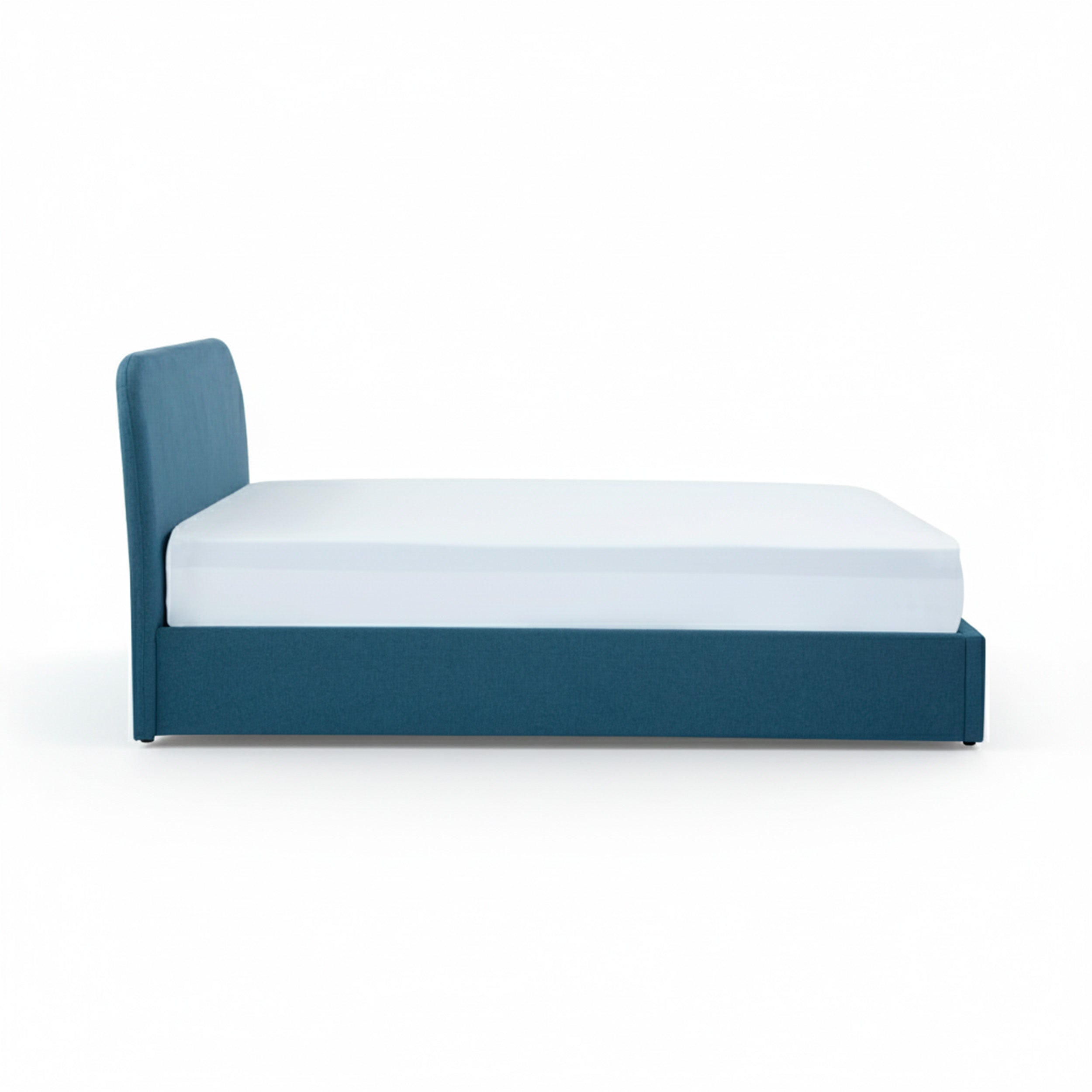 Lit double Tilly avec coffre 160x200 cm en tissu bleu