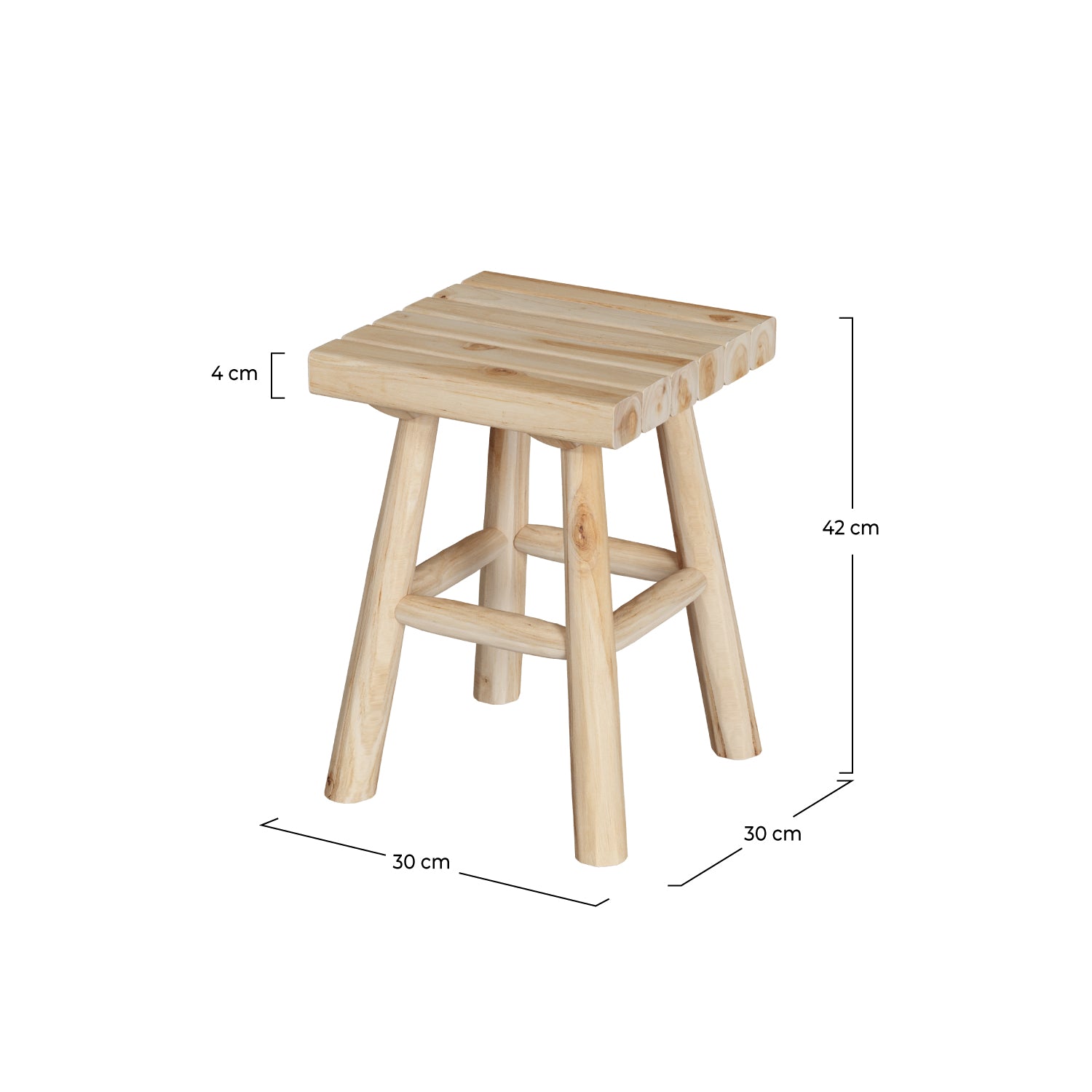 livo tabouret bois de teck brut h40 cm