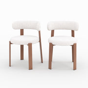 Lot de 2 chaises Aura en tissu texturé greige, pieds en métal effet bois