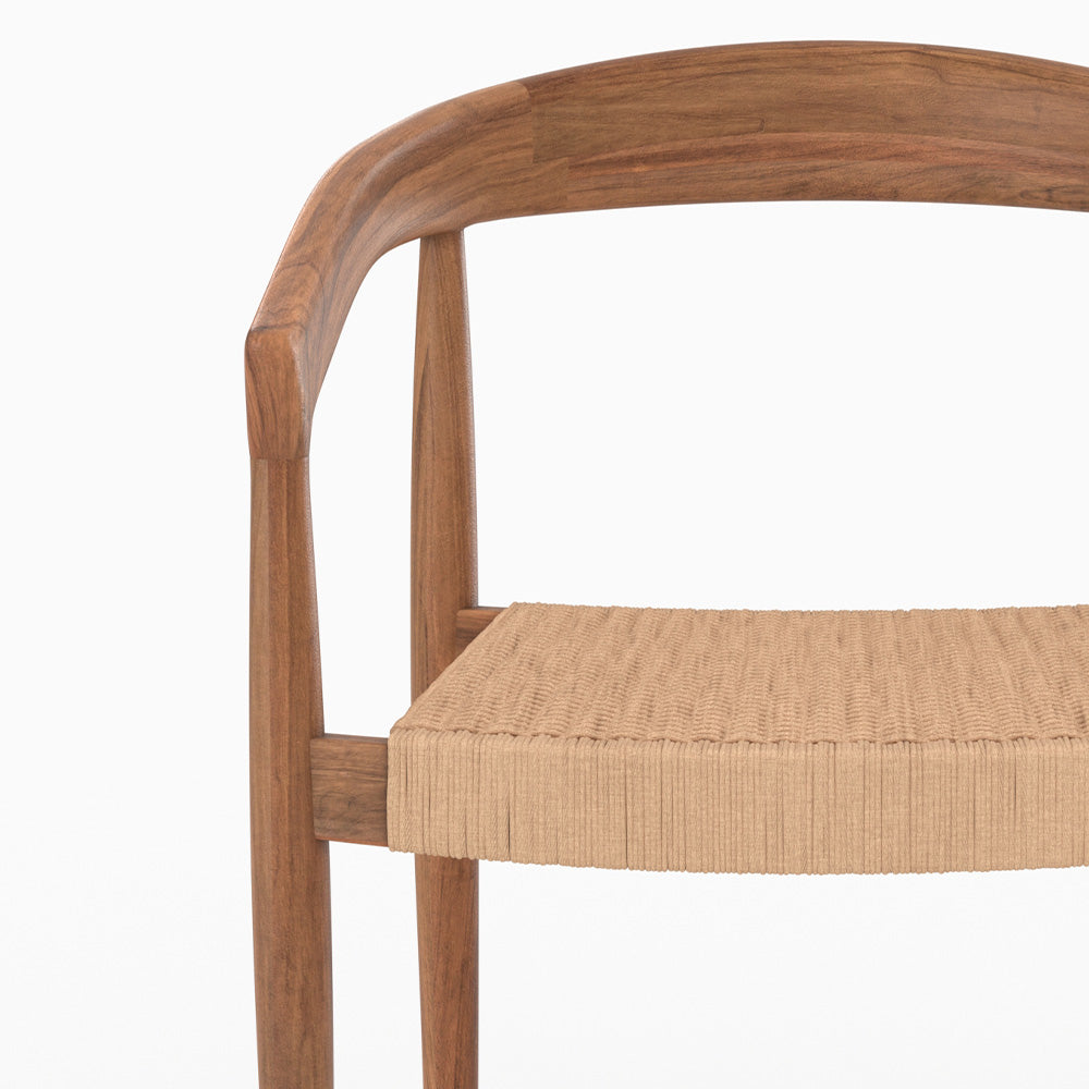 lot 2 chaises bali en bois de teck et corde synthetique