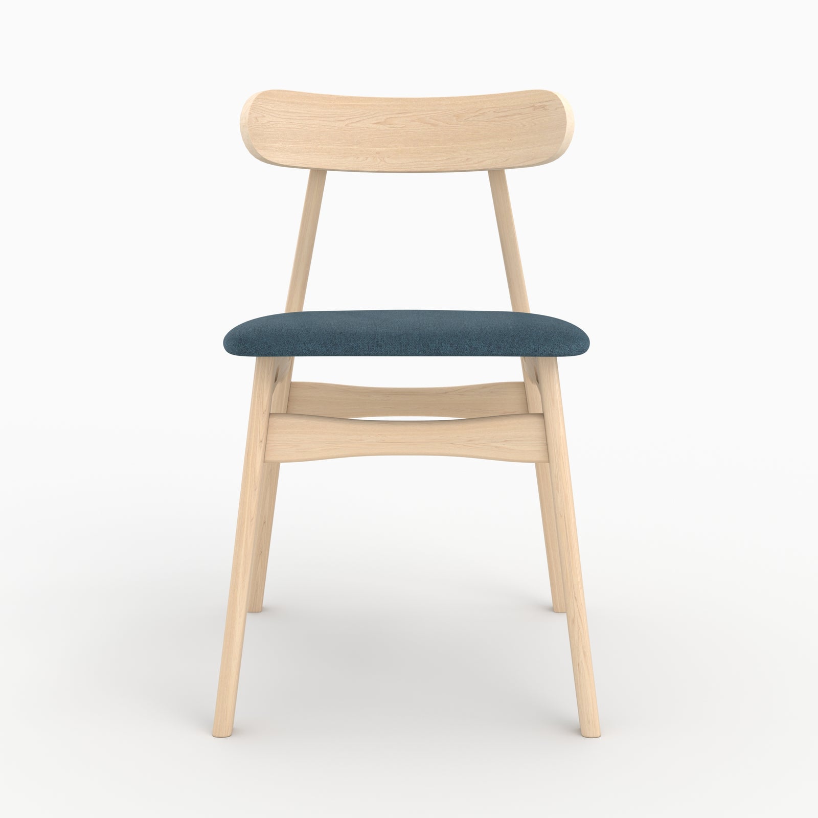 lot 2 chaises josette en bois clair te tissu bleu